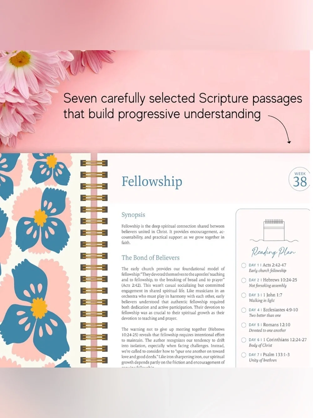 The Bible in a Year Spiral Journal - Pastel Floral